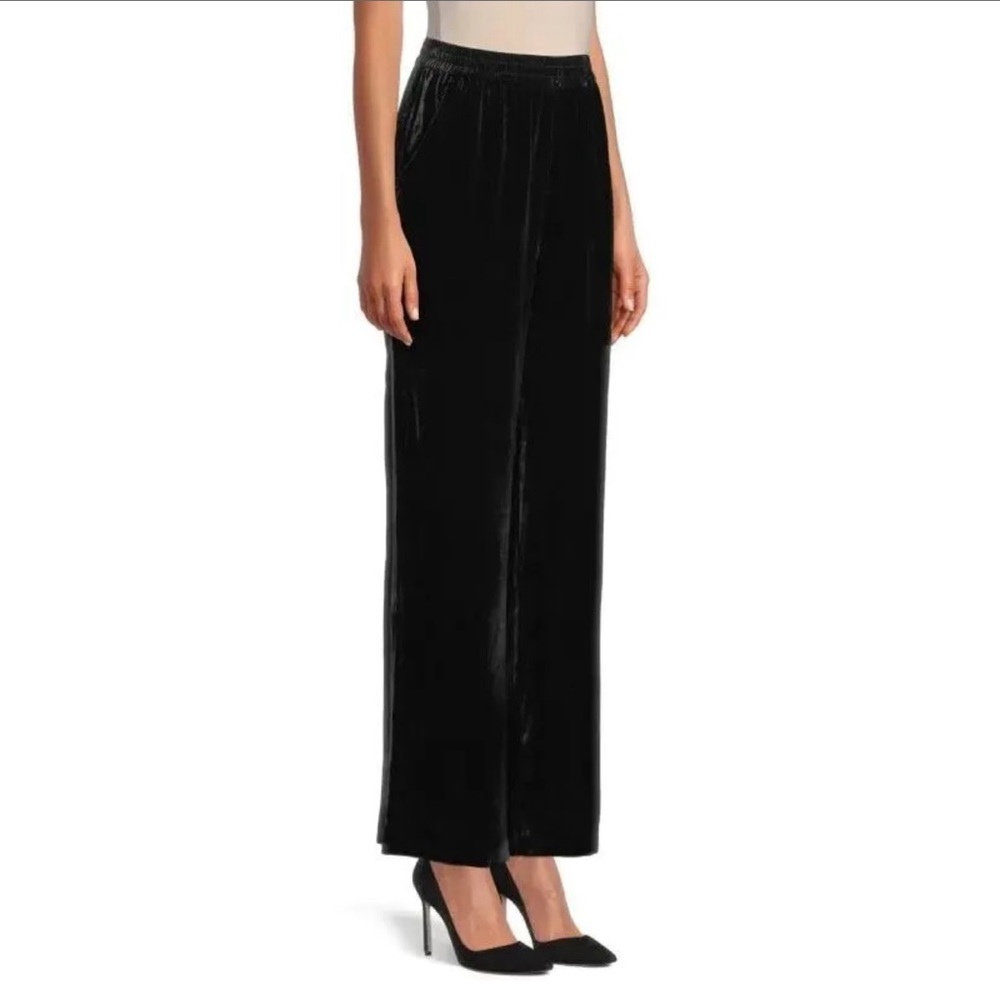 NWT Elie Tahari Black Velvet Wide Leg pants L
